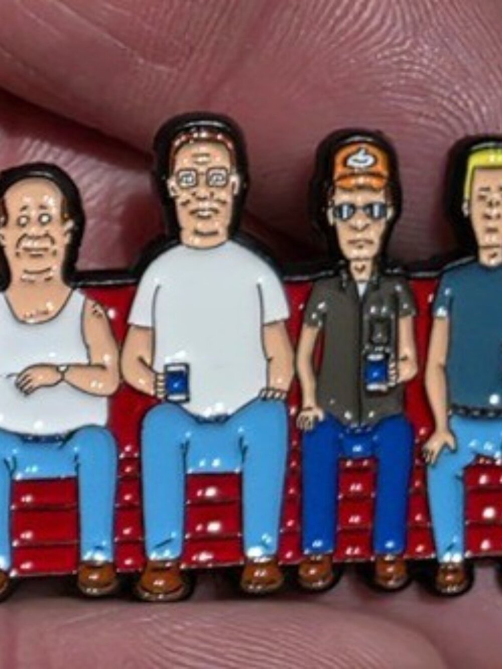 King of the Hill Couch Enamel Pin – Hank, Dale, Bill, Boomhauer Cartoon Fan Gift - Picture 4 of 4